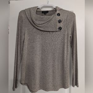 Gray and Brown Button-Detail Sweater